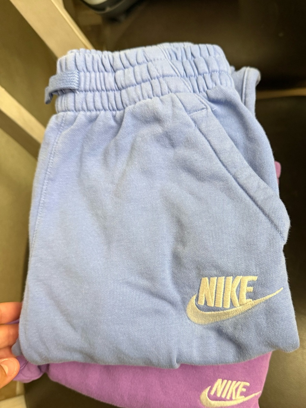 Nike Kids Pastel Blue Fleece Joggers with Swoosh